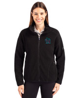 Miami Marlins City Connect- Cutter & Buck Cascade Epic Comfort Recycled Sherpa Fleece Womens Full Zip Jacket Black Front