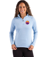 Colorado Rockies City Connect- Cutter & Buck Coastline Recycled Double Peached Womens Quarter Zip Pullover Atlas Light Blue Front