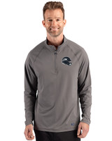 Seattle Seahawks NFL Helmet Cutter & Buck Prospect Recycled Featherlight Stretch Mens Quarter Zip Elemental Grey Front