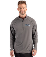 Seattle Seahawks Cutter & Buck Prospect Recycled Featherlight Stretch Mens Quarter Zip Elemental Grey Front