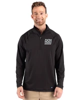 New York Giants Historic Cutter & Buck Prospect Recycled Featherlight Stretch Mens Quarter Zip Black Front