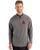 Los Angeles Angels City Connect Cutter & Buck Prospect Recycled Featherlight Stretch Mens Quarter Zip Elemental Grey Front