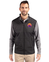 Colorado Rockies City Connect- Cutter & Buck Stealth Recycled Hybrid Quilted Mens Big & Tall Windbreaker Jacket Black Front