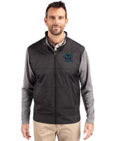 Miami Marlins City Connect- Cutter & Buck Stealth Recycled Hybrid Quilted Mens Big & Tall Windbreaker Jacket Black Front