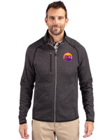 Colorado Rockies City Connect- Cutter & Buck Mainsail Sweater-Knit Mens Full Zip Jacket Charcoal Heather Front