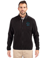 Miami Marlins City Connect- Cutter & Buck Cascade Epic Comfort Recycled Sherpa Fleece Mens Big & Tall Full Zip Jacket Black Front