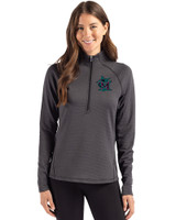 Miami Marlins City Connect- Cutter & Buck Peshastin Epic Versatility Recycled Fleece Womens Half Zip Black Heather Front