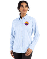 Colorado Rockies City Connect- Cutter & Buck Skyline Recycled Gingham Womens Long Sleeve Spread Collar Dress Shirt Atlas/White Front