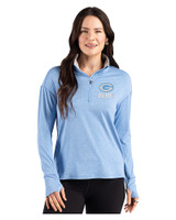 Green Bay Packers Mono Cutter & Buck Forge Recycled Four-Way Stretch Womens Quarter Zip Pullover Dark Atlas Heather Front