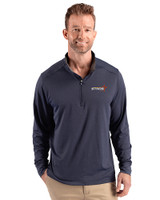 Houston Astros City Connect- Cutter & Buck Forge Recycled Four-Way Stretch Mens Quarter Zip Pullover Dark Navy Blue Heather Front