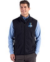 Detroit Lions Historic Cutter & Buck Hunts Point Recycled Fleece Mens Hybrid Full Zip Vest Black Front