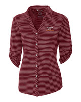 Virginia Tech Hokies Cutter & Buck Academy Elbow Sleeve Womens Top Bordeaux Mannequin