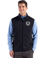 Las Vegas Raiders Historic Cutter & Buck Hunts Point Recycled Fleece Mens Hybrid Full Zip Vest Black Front