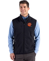 Cincinnati Bengals Historic Cutter & Buck Hunts Point Recycled Fleece Mens Hybrid Full Zip Vest Black Front