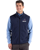 Green Bay Packers Americana Cutter & Buck Hunts Point Recycled Fleece Mens Hybrid Full Zip Vest Navy Blue Front