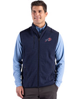Buffalo Bills Americana Cutter & Buck Hunts Point Recycled Fleece Mens Hybrid Full Zip Vest Navy Blue Front