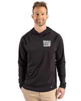 New York Giants Mono Cutter & Buck Prospect Recycled Featherlight Stretch Mens Big & Tall Hooded Pullover Black Front