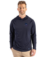 Minnesota Vikings Americana Cutter & Buck Prospect Recycled Featherlight Stretch Mens Big & Tall Hooded Pullover Navy Blue Front