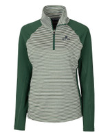 Notre Dame Fighting Irish Cutter & Buck Forge Tonal Stripe Stretch Half Zip Womens Top Hunter Green Mannequin