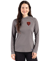 Chicago Bears Historic Cutter & Buck Prospect Recycled Featherlight Stretch Womens Hooded Pullover Elemental Grey Front