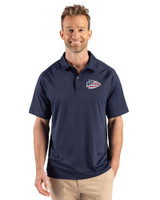 Kansas City Chiefs Americana Cutter & Buck Prospect Recycled Featherlight Stretch Mens Big & Tall Sport Polo Navy Blue Front