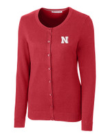 Nebraska Cornhuskers Cutter & Buck Womens Lakemont Cardigan Sweater Cardinal Red Mannequin