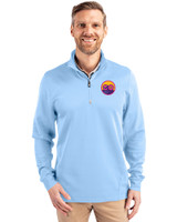 Colorado Rockies City Connect- Cutter & Buck Traverse Recycled Stretch Mens Quarter Zip Atlas Light Blue Front