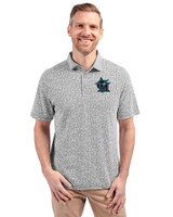 Miami Marlins City Connect- Cutter & Buck Virtue Recycled Botanical Print Featherlight Pique Mens  Polo Black Front