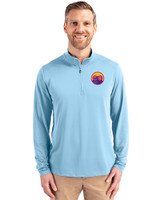 Colorado Rockies City Connect- Cutter & Buck Virtue Recycled Featherlight Pique Mens Quarter Zip Pullover Atlas Light Blue Front