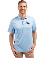 Washington Nationals City Connect- Cutter & Buck Forge Recycled Heather Stripe Four-Way Stretch Mens Big & Tall Polo Atlas Heather Front
