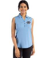 Washington Nationals City Connect- Cutter & Buck Forge Recycled Four-Way Stretch Womens Sleeveless Polo Dark Atlas Heather Front