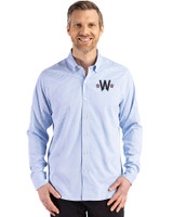 Washington Nationals City Connect- Cutter & Buck Skyline Recycled Gingham Mens Long Sleeve Button Down  Dress Shirt Atlas/White Front