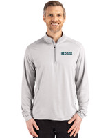 Boston Red Sox City Connect- Cutter & Buck Coastline Recycled Double Peached Mens Quarter Zip Pullover CONCRETE Front