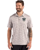 Las Vegas Raiders Historic Cutter & Buck Coastline Recycled Double Peached Camo Print Mens Polo CONCRETE Front
