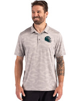 Philadelphia Eagles NFL Helmet Cutter & Buck Coastline Recycled Double Peached Camo Print Mens Polo CONCRETE Front