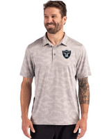 Las Vegas Raiders Cutter & Buck Coastline Recycled Double Peached Camo Print Mens Polo CONCRETE Front