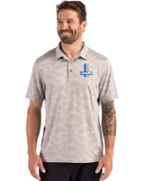 Detroit Lions Historic Cutter & Buck Coastline Recycled Double Peached Camo Print Mens Polo CONCRETE Front