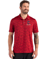 Cleveland Guardians City Connect Cutter & Buck Coastline Recycled Double Peached Camo Print Mens Polo Cardinal Red Front