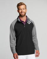 Texas A&M Aggies Cutter & Buck Response Lightweight Hybrid Quarter Zip Mens Pullover Windbreaker Black Front