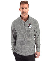 Arizona Cardinals Historic Cutter & Buck Forge Recycled Double Stripe Four-Way Stretch Mens Quarter Zip Pullover Black/White Front