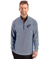 Arizona Cardinals Americana Cutter & Buck Forge Recycled Double Stripe Four-Way Stretch Mens Quarter Zip Pullover Navy Blue/White Front