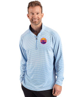 Colorado Rockies City Connect- Cutter & Buck Forge Recycled Double Stripe Four-Way Stretch Mens Quarter Zip Pullover Atlas/White Front
