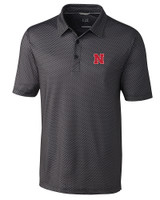 Nebraska Cornhuskers Cutter & Buck Pike Mini Pennant Print Stretch Mens Big and Tall Polo Black Mannequin