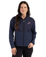 Detroit Lions Americana Cutter & Buck Hunts Point Recycled Fleece Womens Hybrid Full Zip Jacket Navy Blue Front
