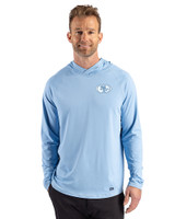 San Francisco 49ers Mono Cutter & Buck Prospect Recycled Featherlight Stretch Mens Hooded Pullover Atlas Light Blue Front