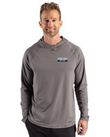 Detroit Tigers City Connect Cutter & Buck Prospect Recycled Featherlight Stretch Mens Hooded Pullover Elemental Grey Front