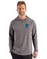 Minnesota Twins City Connect Cutter & Buck Prospect Recycled Featherlight Stretch Mens Hooded Pullover Elemental Grey Front