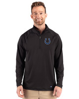 Indianapolis Colts Cutter & Buck Prospect Recycled Featherlight Stretch Mens Big & Tall Quarter Zip Black Front