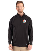Miami Dolphins Historic Cutter & Buck Prospect Recycled Featherlight Stretch Mens Big & Tall Quarter Zip Black Front