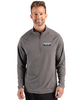 Detroit Tigers City Connect Cutter & Buck Prospect Recycled Featherlight Stretch Mens Big & Tall Quarter Zip Elemental Grey Front